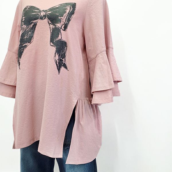 outlet】＆LOVE CLOSETリボンプリントチュニックTシャツ | ＆ LOVE CLOSET