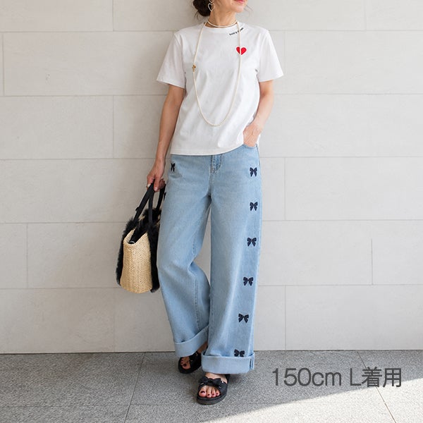 びっくりストレッチりぼん刺繍デニム | ＆ LOVE CLOSET
